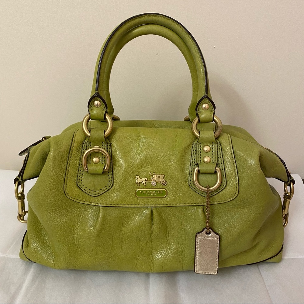 Coach Leather Satchel Shoulder Bag Chartreuse